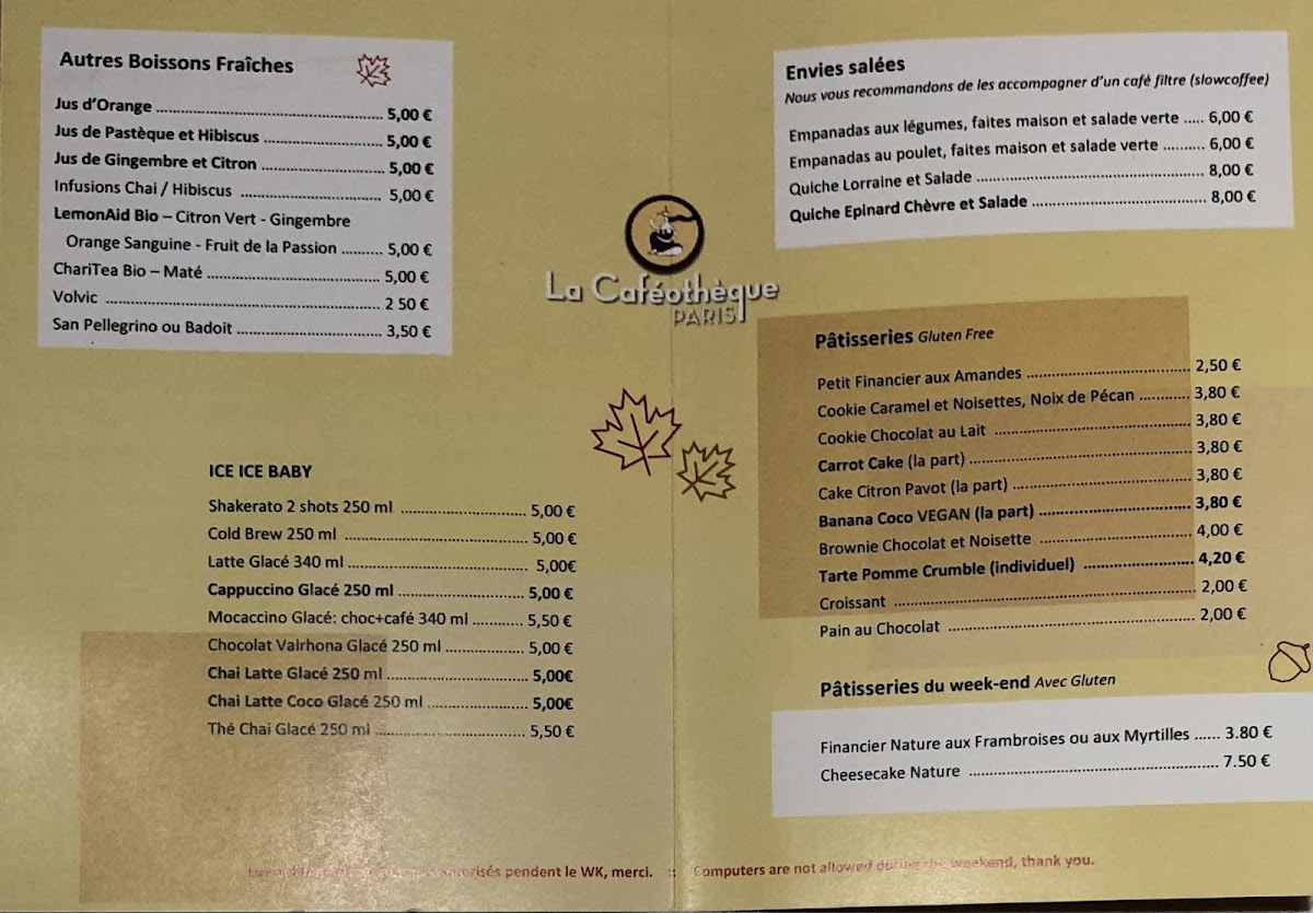 Menu The Cafeotheque Of Paris-4